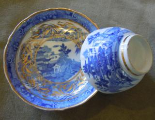 SPODE "BROSLEY" pattern Blue Willow with fine Gilding