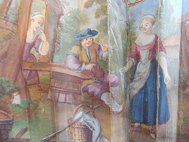 two couples in a pastoral landscape, detail of three central figures