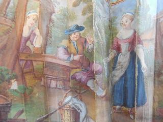 two couples in a pastoral landscape, detail of three central figures