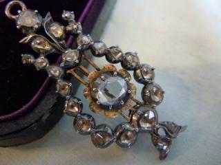 Georgian LYRE pendant, 1 - 1.50 carats, 23 rose-cut diamonds