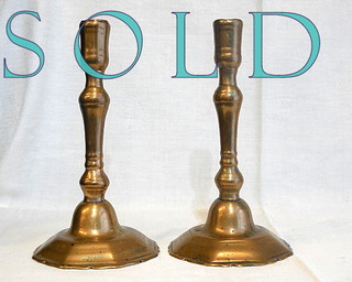 Pair of 8-1/4" French Brass Candlesticks