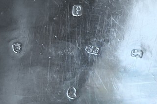 Hester Bateman mark and complete hallmarks, struck on underside of the flat teapot base