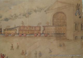 "...A wood-burning train is pulling out of the old depot -- long since demolished..."