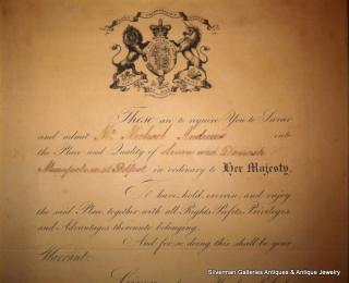 Queen Victoria's 1838 Patent to Michael Andrews