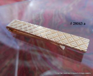 'DIAGONAL WEAVE' pattern  gold TIE BAR,