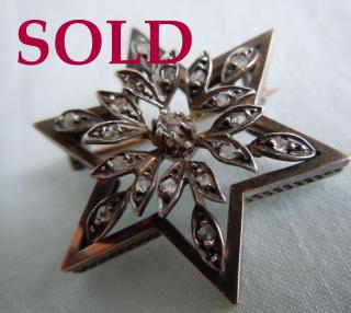 STAR-OF-DAVID, Antique French Brooch. Rose-Cut Diamonds