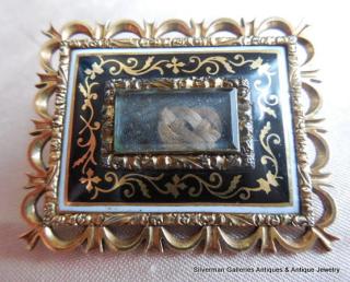 ENAMELS  in  BLACK, WHITE & GOLD  18k Gold Keepsake Brooch