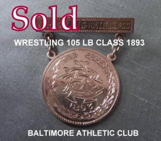 WRESTLING MEDAL, Arthur Poe, 105 lb class