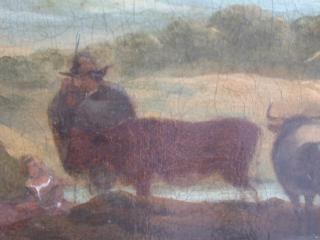 Woman (far left) and Man with Staff, at head of cattle