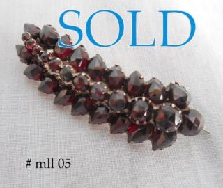 LEAF brooch, antique Bohemian Garnets