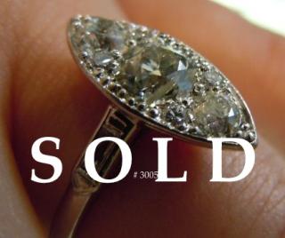 'NAVETTE' Art Deco Platinum Diamonds Ring 1.26 carats, circa 1925