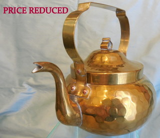 HAND-HAMMERED BRASS TEA POT, circa 1900,  New York Russian Jewish