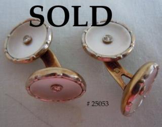 “D.R.G.M.” GERMAN ART DECO DIAMOND CUFFLINKS,  circa 1930's, era of Weimar Republic to Third Reich