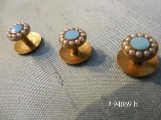 SPLIT NATURAL PEARLS around Turquoise Enamel button studs