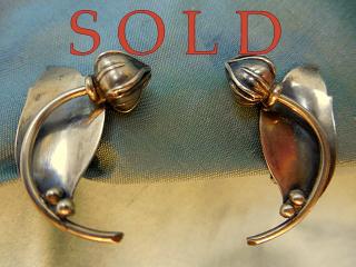 BUD & LEAF Danish Sterling mid-century modern ear clips