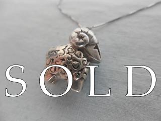 CURLY HAIRED RAM signed early pendant by James Avery, Texas
