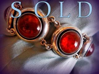 BALTIC AMBER and SILVER Danish Modernist Bracelet & Brooch