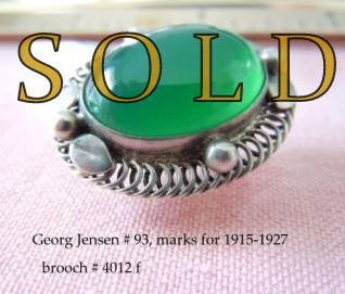 Early (1915) Georg Jensen Green Quartz pin # 93