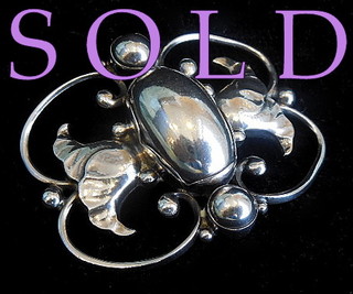 "'DOUBLE BLOSSOM" Georg Jensen Copenhagen Art Nouveau Brooch # 236 B