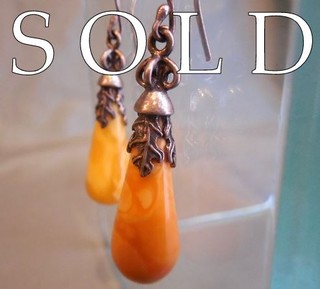 "Butterscotch" Baltic Amber ear pendants