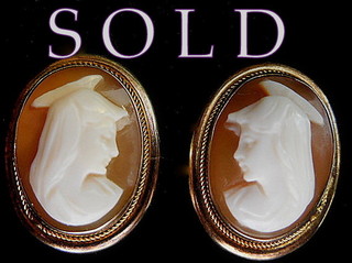 VIRGIN MARY shell cameo earrings