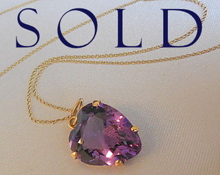 AMETHYST HEART in 14k gold pendant necklace