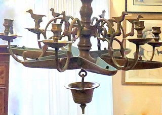 SABBATH CHANDELIER with birds & "star" oil fonts