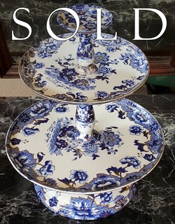 1830's SPODE "BONE CHINA" PORCELAIN  DESSERT/ SWEETMEAT  CENTERPIECE 3-tier PEDESTAL STAND