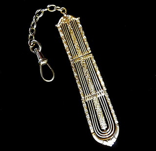 "HINGED NECKTIE" Edwardian 18K Gold Pendant / Watch Fob