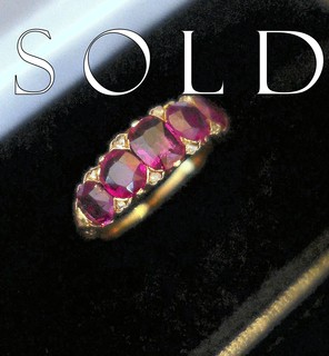 FIVE RUBIES (2.60 carats) & Rose Cut Diamonds Ring