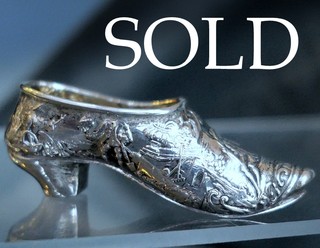 Antique Repousse Silver MINIATURE SHOE