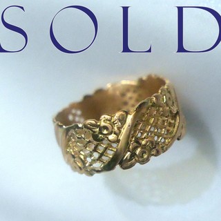 18K BASKET-WEAVE LATTICE wide openwork band ring