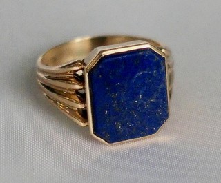 LAPIS LAZULI Rose Gold 14K Ring, hallmarks for Vienna, Austria