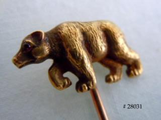 BEAR STICKPIN, 14k gold