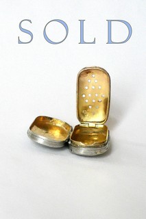 English Sterling Miniature Vinaigrette, with fine original 18k gold gilt interior