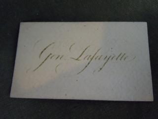 “Gen Lafayette” personal card of the Marquis de La Fayette