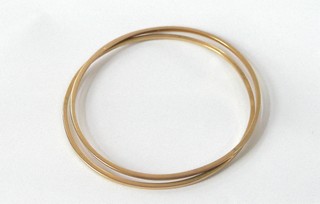 SQUARE PROFILE HEAVY & SLEEK PAIR OF 18k HOOP BRACELETS