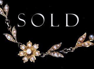 EDWARDIAN Antique Floral Seed Pearls Choker Necklace