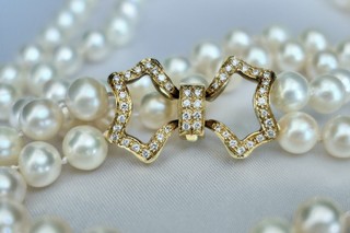 Double Strand "Opera" Length 8mm Japanese Akoya Saltwater Cultured Pearls