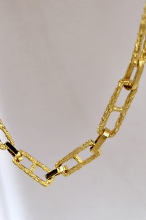 27" TEXTURED SOLID LINKS 18K GOLD NECK CHAIN