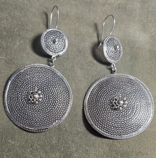 DOUBLE SHIELD FILGREE SILVER EARRINGS