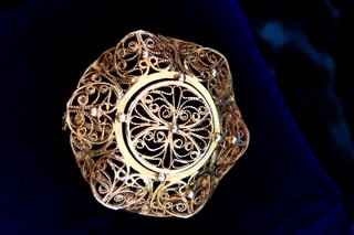 Rose Gold 14K Lacy Filigree Three Dimensional "Blossom" Pendant / Brooch
