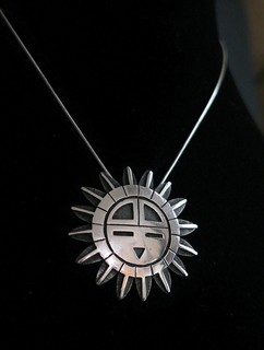 HOPI SUN FACE KACHINA Pendant Pin