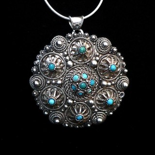 INTRICATE FILIGREE & TURQUOISE IN HIGH PURITY SILVER