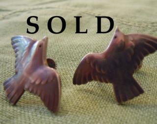 BIRDS in Flight, pair of sterling Georg Jensen earrings