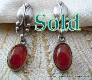 CARNELIAN drop George Jensen 'Moonlight' earrings