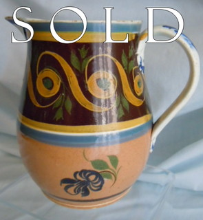 "MOKKA" ("mocha ware") pearlware hand-painted & banded Jug