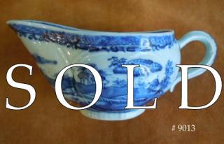 EARLY & FINE Canton Blue & White Porcelain Lobed Sauce Boat