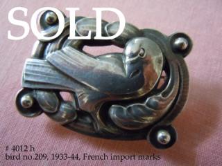 DOVE with four berries Brooch, Georg Jensen # 209