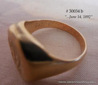 engraved date inside band,  "...June 14, 1892"